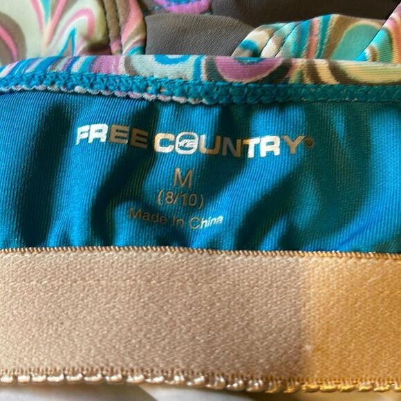 Free Country Womens Tankini Swim Top Halter Tie Multicolor Swirl Pattern Medium - Picture 15 of 16